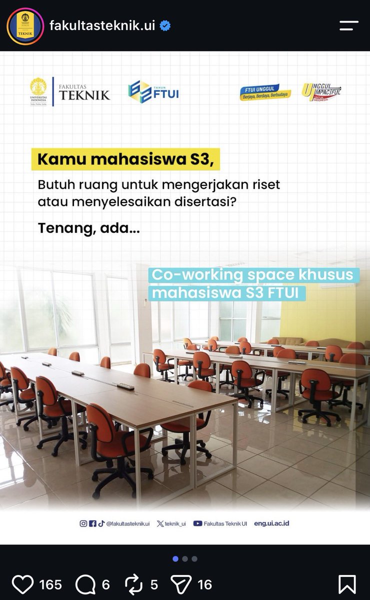 uibaseNG's tweet photo. ui! Dikata yg butuh co working space anak s3 doang kali ya? Mahasiswa s1 lo bejibun gaada yg punya tempat nugas yg nyaman woi https://t.co/fofK6OwHgg