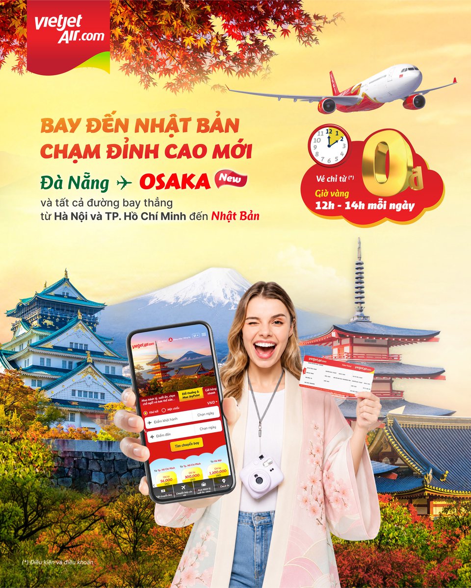 Angelseductor23's tweet photo. Nhật Bản trong wishlist đã lâu? Đã đến lúc khám phá Osaka theo cách riêng, thưởng thức món ngon và ghé những nơi từng mê mẩn qua màn hình. Vietjet mở đường bay thẳng Đà Nẵng – Osaka, săn vé từ 0đ trong khung 12h–14h mỗi ngày. https://t.co/b3osWuT9RT