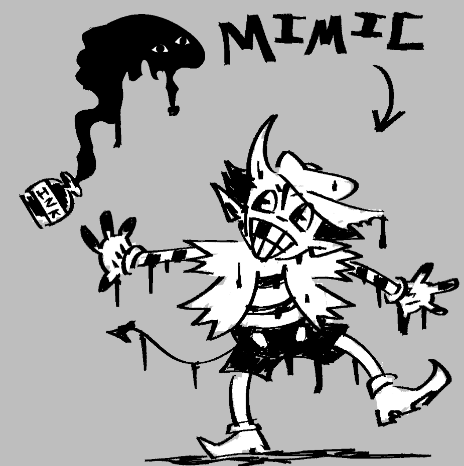 AjtheAj98's tweet photo. deadlock character idea. a black tar mimic creature pretending to be a well established anti ixian propaganda cartoon character https://t.co/fAhjJZSqlw