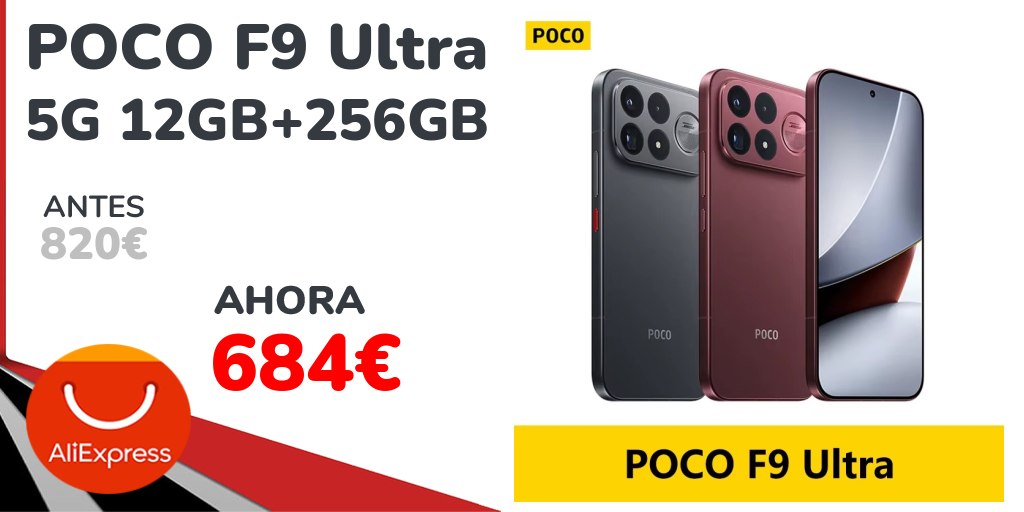 michollo's tweet photo. 📱 POCO F9 Ultra 5G 12GB + 256GB 🚀🔥

¡Potencia y almacenamiento para disfrutar de tus aplicaciones y juegos favoritos! El POCO F9 Ultra 5G combina 12 GB de RAM y 256 GB de almacenamiento en una configuración pensada para quienes buscan un smartphone preparado para el uso diario, la multitarea y el entretenimiento. Además, su conectividad 5G permite aprovechar las redes compatibles para navegar y descargar contenido a gran velocidad. ⚡️

 📱https://t.co/3ObJSd5FRL

#POCO #POCOF9Ultra #Smartphone #Móvil5G #Android #Tecnología #Chollo #Ofertas
