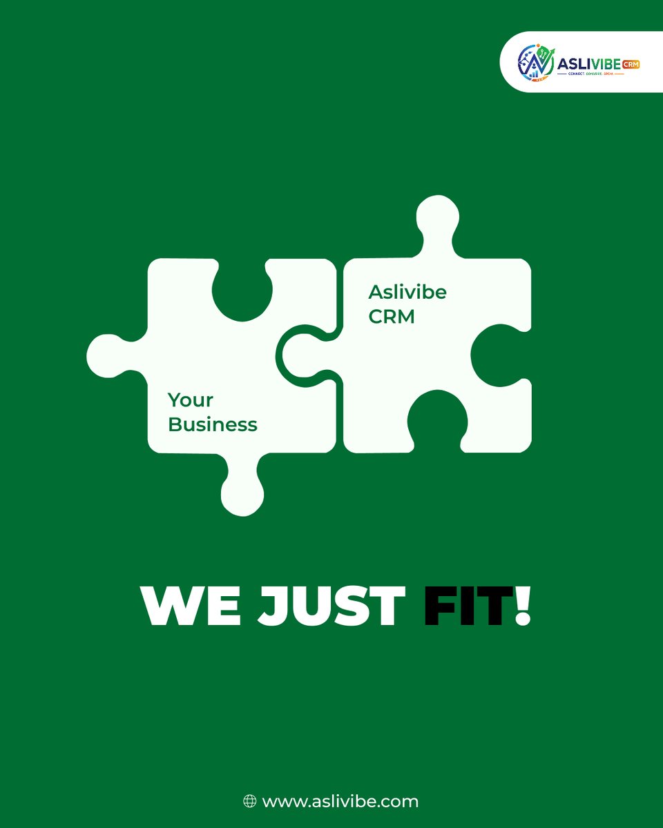 ipeliteofficial's tweet photo. The perfect fit for your business! 🧩
With Aslivibe CRM, connect every piece of your business, streamline your workflow, and grow smarter! 🚀

💚 We Just Fit!
🌐 https://t.co/WAfhuTCe7p

#AslivibeCRM #WeJustFit #BusinessGrowth #CRM #BusinessAutomation #SmartBusiness https://t.co/dFIpy0sHpH