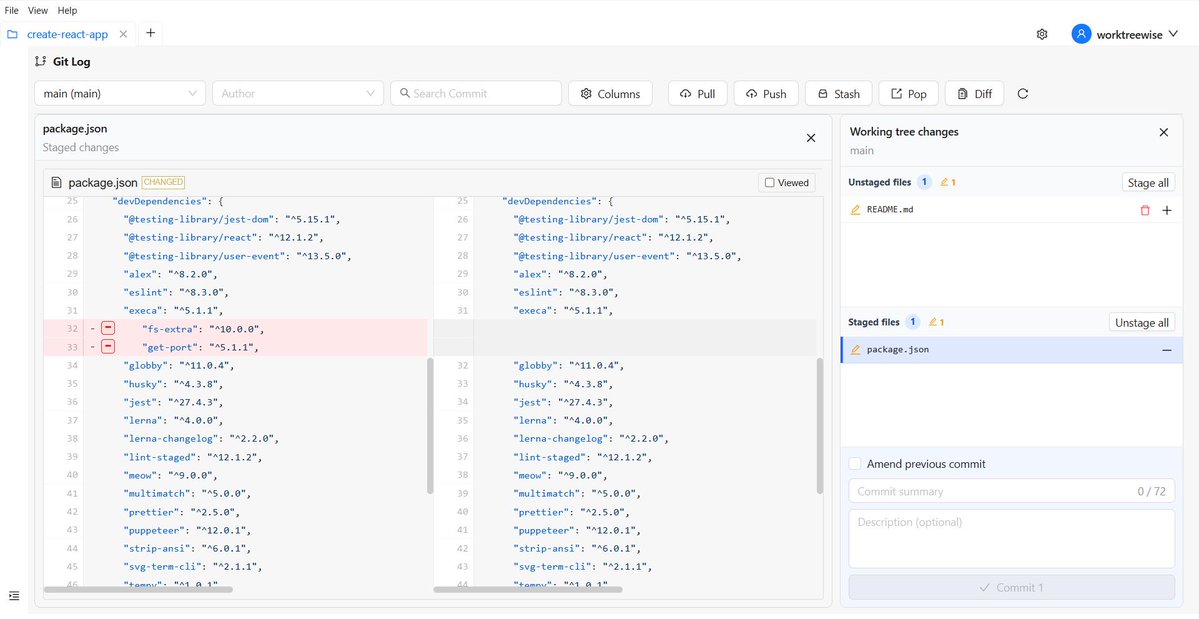 WorktreeWise_'s tweet photo. Quickly inspect changes staged for commit with split diff syntax highlighting inside WorktreeWise before pushing to GitHub.
https://t.co/bbQhHhOcPy
#CodeReview #Git #WebDev https://t.co/xQopAEJ0Oz