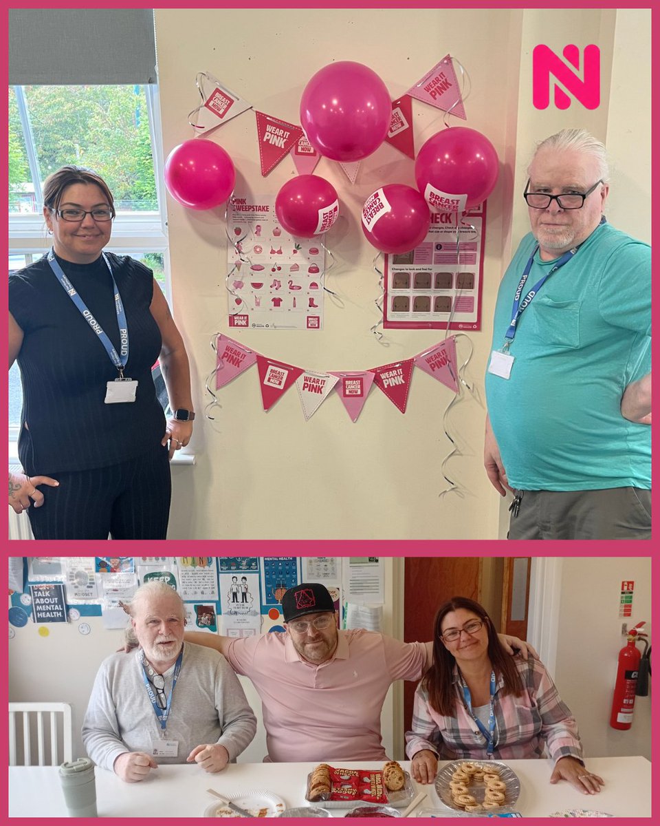 Northern_HC's tweet photo. Olton Grange has been wearing pink for #BreastCancerAwarenessMonth! Staff and the people supported have baked from scratch for a charity cake sale, raising funds, sparking conversations and learning that breast cancer can affect men too #WeAreNHC #WearItPink https://t.co/r2ttnbUXaa