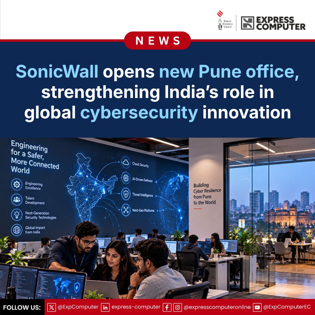 ExpComputer's tweet photo. #SonicWall opens new Pune office, strengthening India’s role in global #cybersecurity innovation -  https://t.co/sa9ESuDq2n | #technews #technology #futuretech #AI https://t.co/mEmORgr2hW