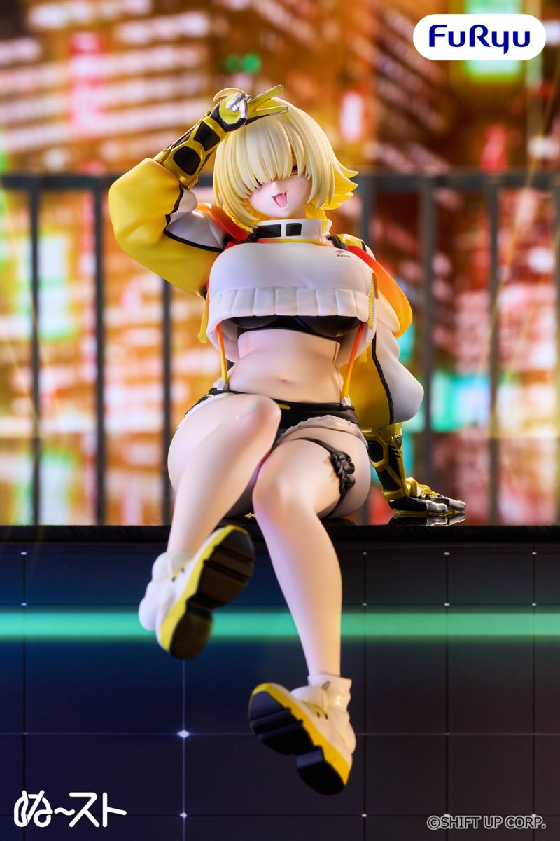 FURYU_prize's tweet photo. ＼フリュープライズ速報／

『勝利の女神：NIKKE』より、エレグがフリュープライズに初登場💛
無邪気にピースする姿が愛らしい、存在感抜群のフィギュアです✌✨

ぬーどるストッパーフィギュアーエレグー

27年4月頃より展開予定‼️
ほしいと思ったら⚡️の絵文字をコメント！

📢フリュープライズ・ぬーストの情報は@FURYU_prizeで続々と公開中です！ぜひフォローしてね✨

#NIKKE #ニケ
@NIKKE_japan