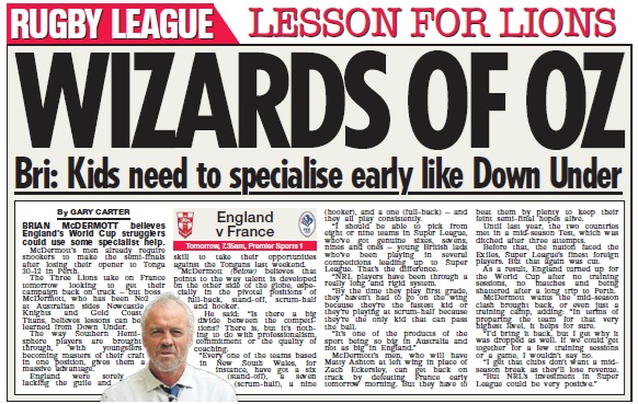 GaryCarter_1979's tweet photo. "I should be able to pick from eight or nine teams in Super League, who've got genuine sixes, sevens, nines and ones - young British lads who've been playing in several competitions leading up to Super League."

Brian McDermott nailed several subjects ahead of England taking on France, not least player production in spine positions.

He also wants the mid-season Test, the Exiles match or at least a training camp brought back, and stuck with.