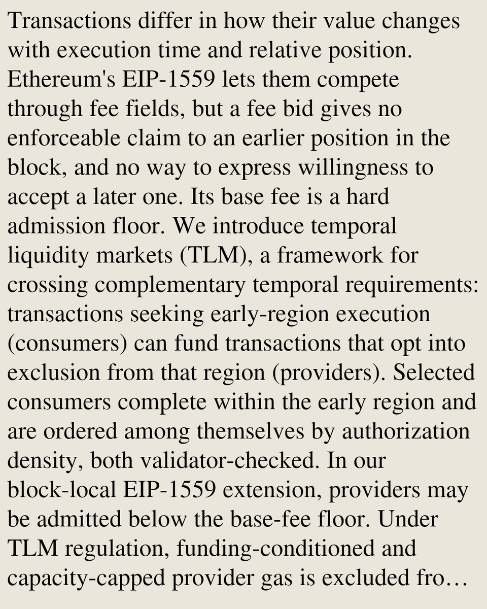 DO's tweet photo. Temporal Liquidity Crossing for Blockchains: An EIP-1559 Extension for Admission Below the Base Fee

Duanyang Dan Guo
https://t.co/zLMTT6zVBh [𝚌𝚜.𝙶𝚃 𝚌𝚜.𝙲𝚁 𝚌𝚜.𝙳𝙲] https://t.co/vQJseAdRfd