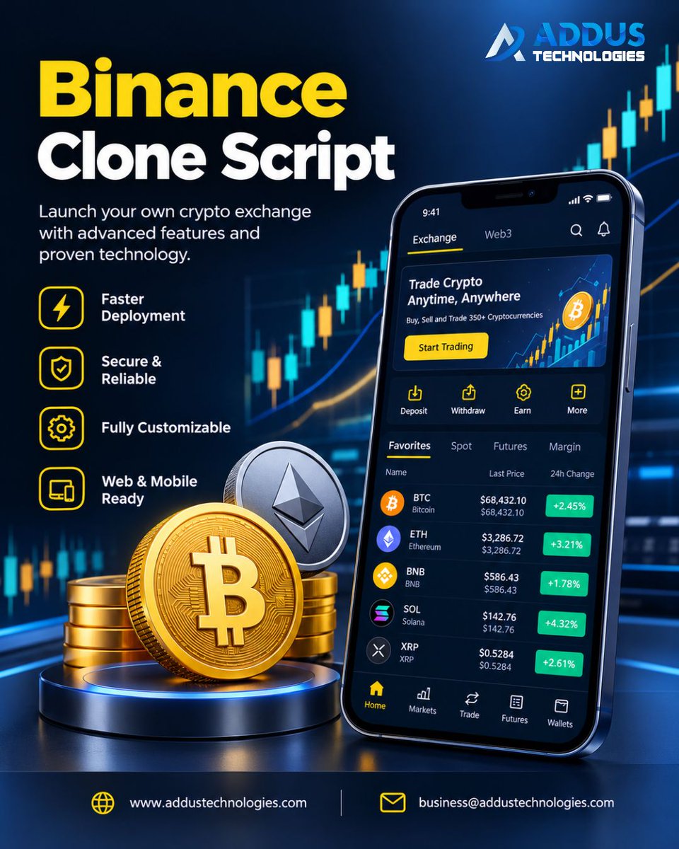 addustech's tweet photo. A Binance Clone Script provides a foundation for developing a cryptocurrency exchange tailored to your business requirements.
Visit us >> https://t.co/gBXl3WYYVm
#binanceclonescript #cryptoexchangedevelopment #cryptocurrencyexchange #blockchaindevelopment #cryptotrading #web3 https://t.co/zWJr33aDIl