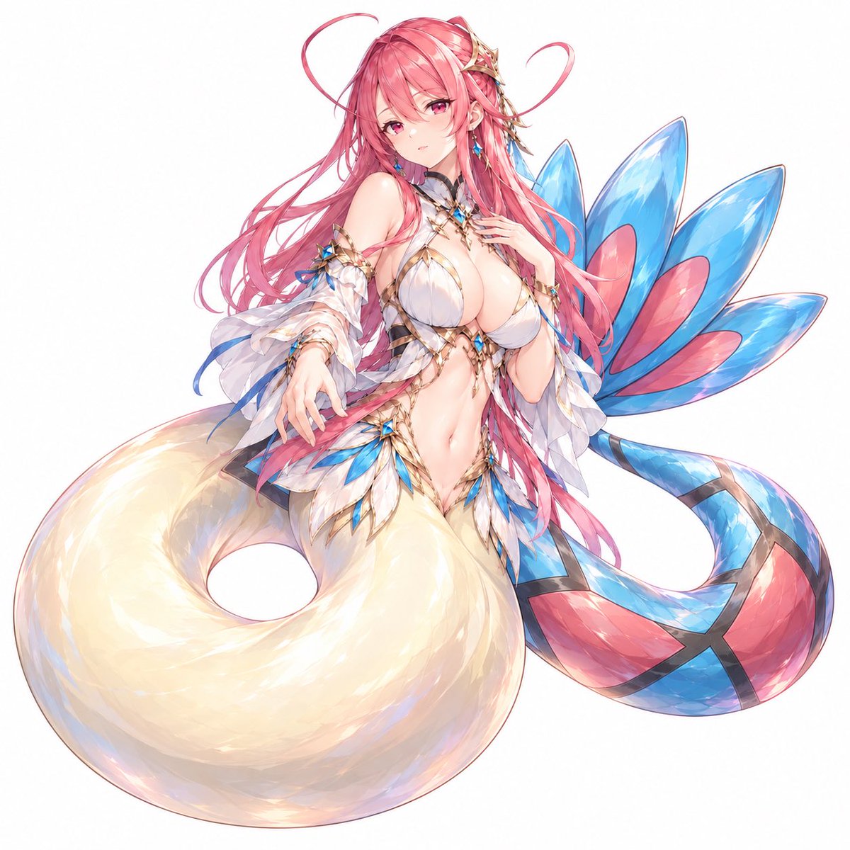 muddlere's tweet photo. ミロカロス娘！

世界一美しいポケモンという設定なので、鱗もキラキラに https://t.co/HnBxNBZXDE