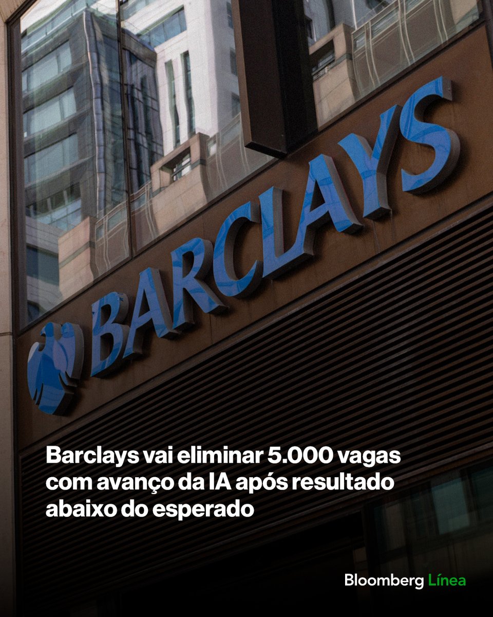 BloombergLineaB's tweet photo. Barclays vai eliminar 5.000 vagas com avanço da IA após resultado abaixo do esperado. Saiba mais: https://t.co/fpbn02bhhU https://t.co/iIKDUyL9Yz