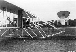 AFHF's tweet photo. 1909: Following the acceptance of the 1909 Flyer, Army aviation activities were moved to College Park, Md., where a larger flying field was available. On Oct. 8, Wilbur Wright began giving flying lessons to Lts. Frank Lahm and Frederick Humphreys. Lt. Humphreys soloed on Oct. 26, becoming the Army's first "pilot." Lt. Lahm (seen here with Wilbur Wright) soloed several minutes later. Within weeks, both officers were ordered to return to duty with their respective Army units. The Aeronautical Division was left with one airplane and a handful of airplane mechanics, but no pilot. (US Army image)