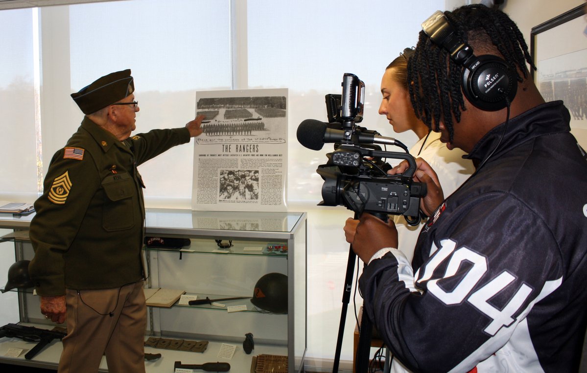 sfucommprogram's tweet photo. Students in our @SaintFrancisPA Communications Program recorded a tour of the Keirn Family WW II Museum on Oct. 22. The tour was given by retired Command Sgt. Maj. Joseph E. Keirn, the founder of the museum. Sgt. Major Keirn also conducted an interview with COMM major Dan Farrar. https://t.co/ev162qAl8B