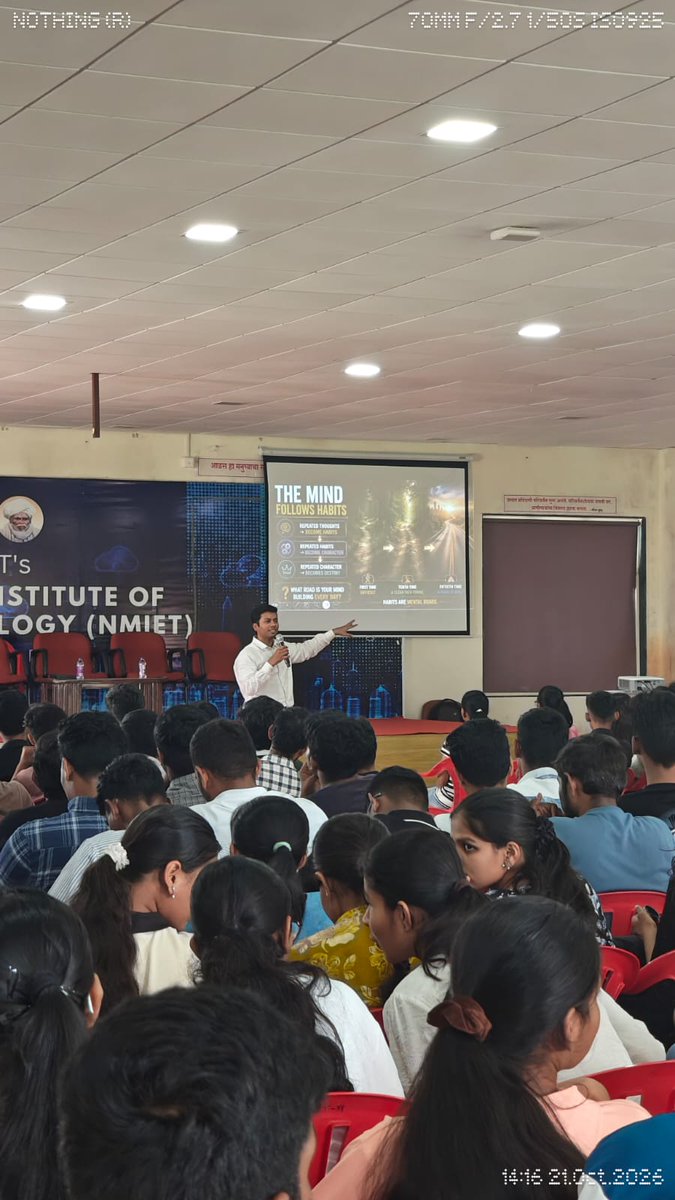 NMIETPUNE's tweet photo. 🧠 NMIET conducted an expert session on “Mastering the Mind” by Mr. Sheetal Gupta, SDE-II at Amazon and IIT Patna alumnus, inspiring FE students to build confidence, focus and self-discipline.
#NMIET #MasteringTheMind #StudentDevelopment https://t.co/9W2wM5SlXd