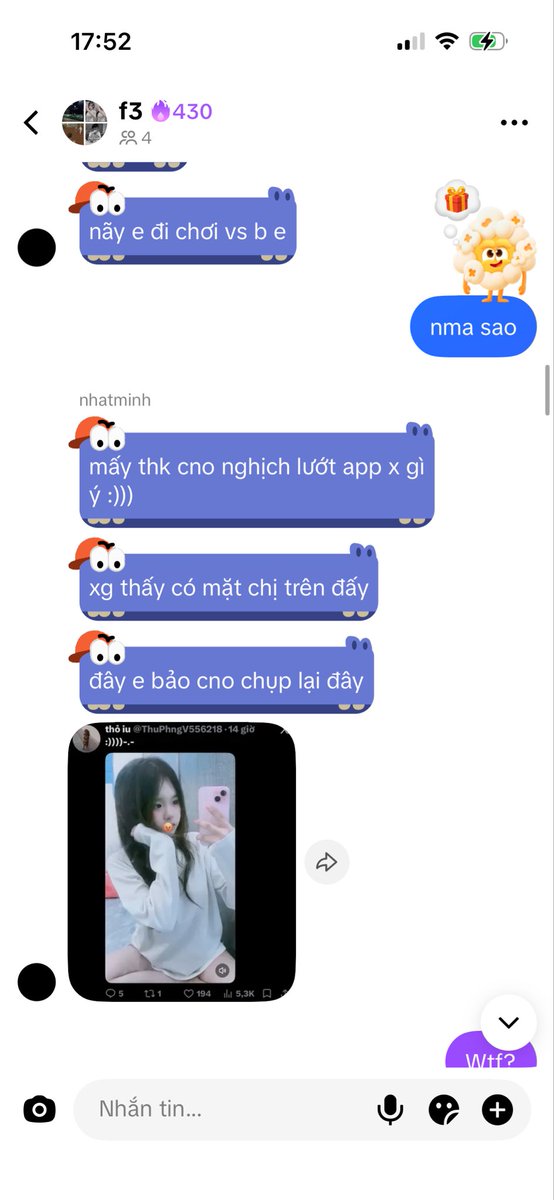 aydta1's tweet photo. @TraBNguyen562 tui kco chs app này luon á , này em tui lướt trúng nên nói tui xog tui ph tải ròi nhờ bạn tui lập acc với kiem acc con kia fake tui á bà 🥲 https://t.co/IkIyqtC2Ua