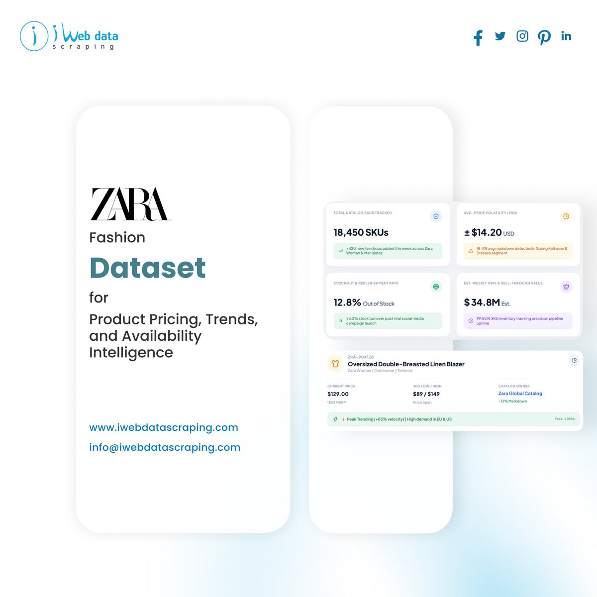 iwebdatascrape's tweet photo. 👗 Zara product pricing is more than a snapshot.

Track historical prices, size &amp; color availability, category shifts and assortment changes to support fashion pricing and merchandising research.

🔗 https://t.co/a3TSzZWkVS

#FashionData #ProductPricing #iWebDataScraping https://t.co/sDROXMIfgn