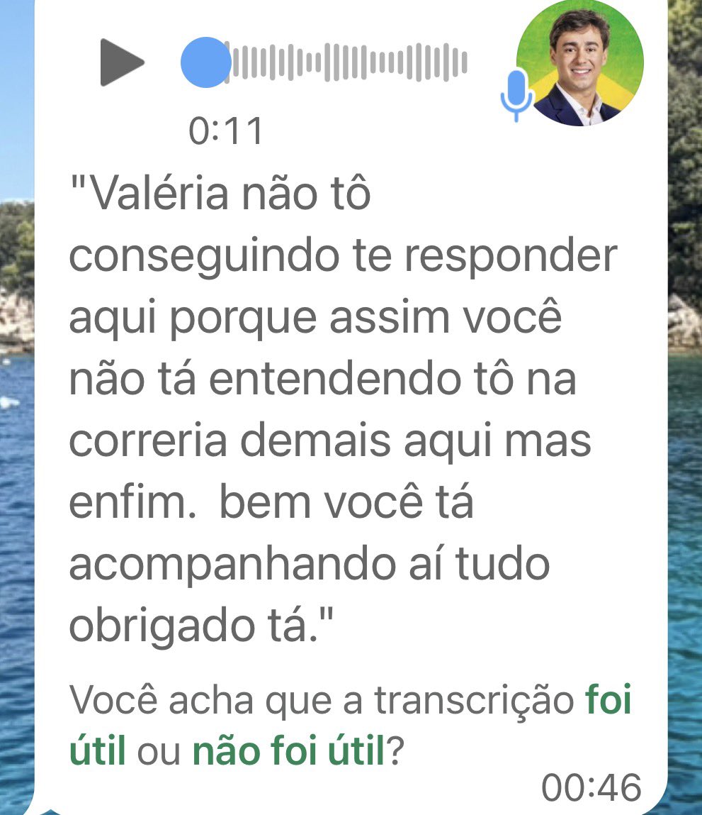valeriascher's tweet photo. Acordei hoje c essa mensagem de áudio do Nikolas..  que transcrevo aqui 

“Valéria não tô conseguindo te responder aqui porque assim você não tá entendendo tô na correria demais aqui mas enfim.  bem você tá acompanhando aí tudo obrigado tá.”

Vcs estão entendendo pq ele chegou onde está? Pq é um líder nato? Pq as multidões estão c ele? 
Vcs percebem a simplicidade na msg? 
Vou dizer p vcs.. qq um dos nossos hoje que fale mal dele é um perdedor.
Não é hora p ego. Os egos devem ser deixados de lado !
Temos uma eleição p vencer e um país p reconstruir. 
A minha resposta foi um agradecimento.
Só isso. N é difícil!
E aos críticos que fazem posts c indiretas, meu total desprezo. 
@nikolas_dm , o Brasil está com vc.
Vc é um escolhido p uma missão difícil demais só continue. 
💚💛