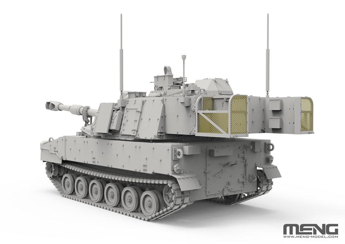 MengModel's tweet photo. MENG新製品
発売時期：2026年11月

MENGは1/35スケールの「TS-061 アメリカ M109A7 パラディン 155mm自走榴弾砲」プラキットをリリースします。組み立て後のサイズは、全長約308mm（後方に張り出した砲塔バスケットの後端まで）、全幅約102mm、全高約109mm（遠隔操作兵器ステーションの上面まで）。 https://t.co/HToUyC8oIU