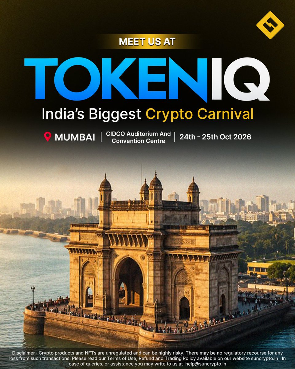 suncryptoin's tweet photo. Meet @suncryptoin  at @joinfingrad 2026.

We’re heading to Mumbai for India’s Biggest Crypto Carnival, and we’d love to meet you there! Come connect with the SunCrypto team and let’s talk all things crypto.

📍 CIDCO Auditorium and Convention Centre, Mumbai
🗓️ 24–25 October 2026

See you there! 👋

#TOKENiQ #SunCrypto #CryptoIndia #cryptocommunity