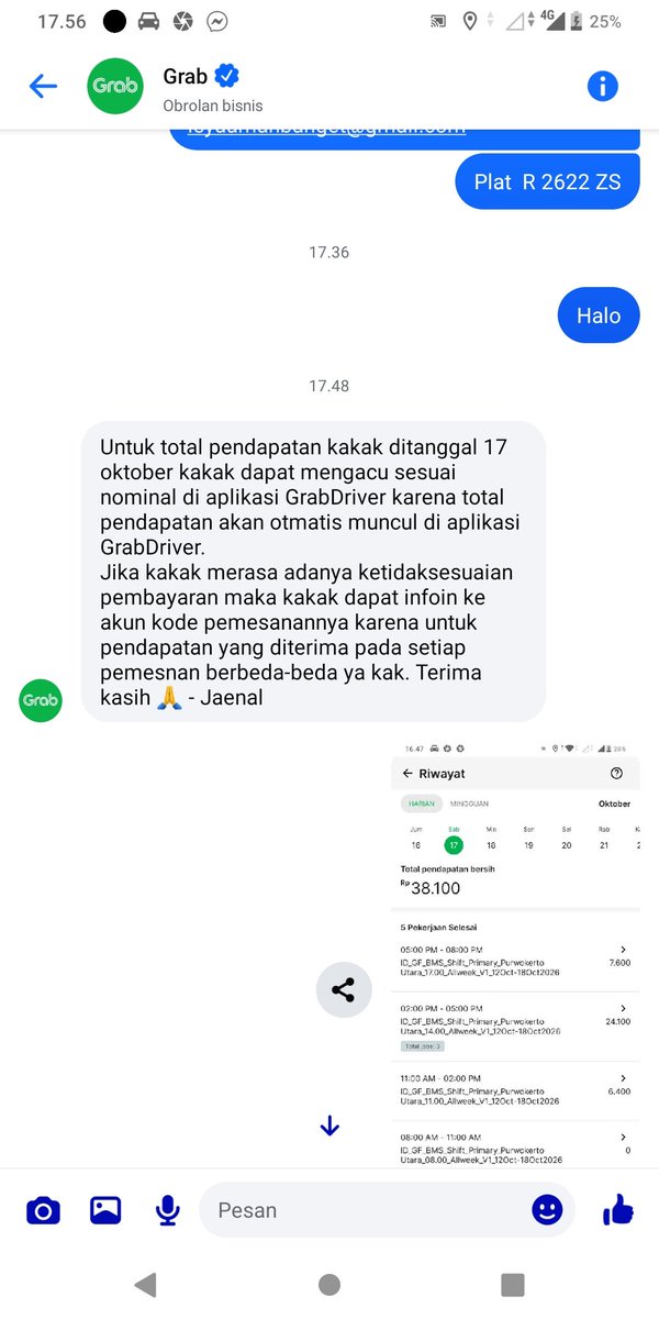 isyaaman's tweet photo. @GrabID DILIAT INI JAWABAN GRAB DI FB PENDAPAT DRIVER SESUAI DI APLIKASI

Trus liat nih di email pendapatan gw beda

Dan akun gw doank yg selisih di hari itum ahri berikutnya normal. https://t.co/RBcgNsVODJ