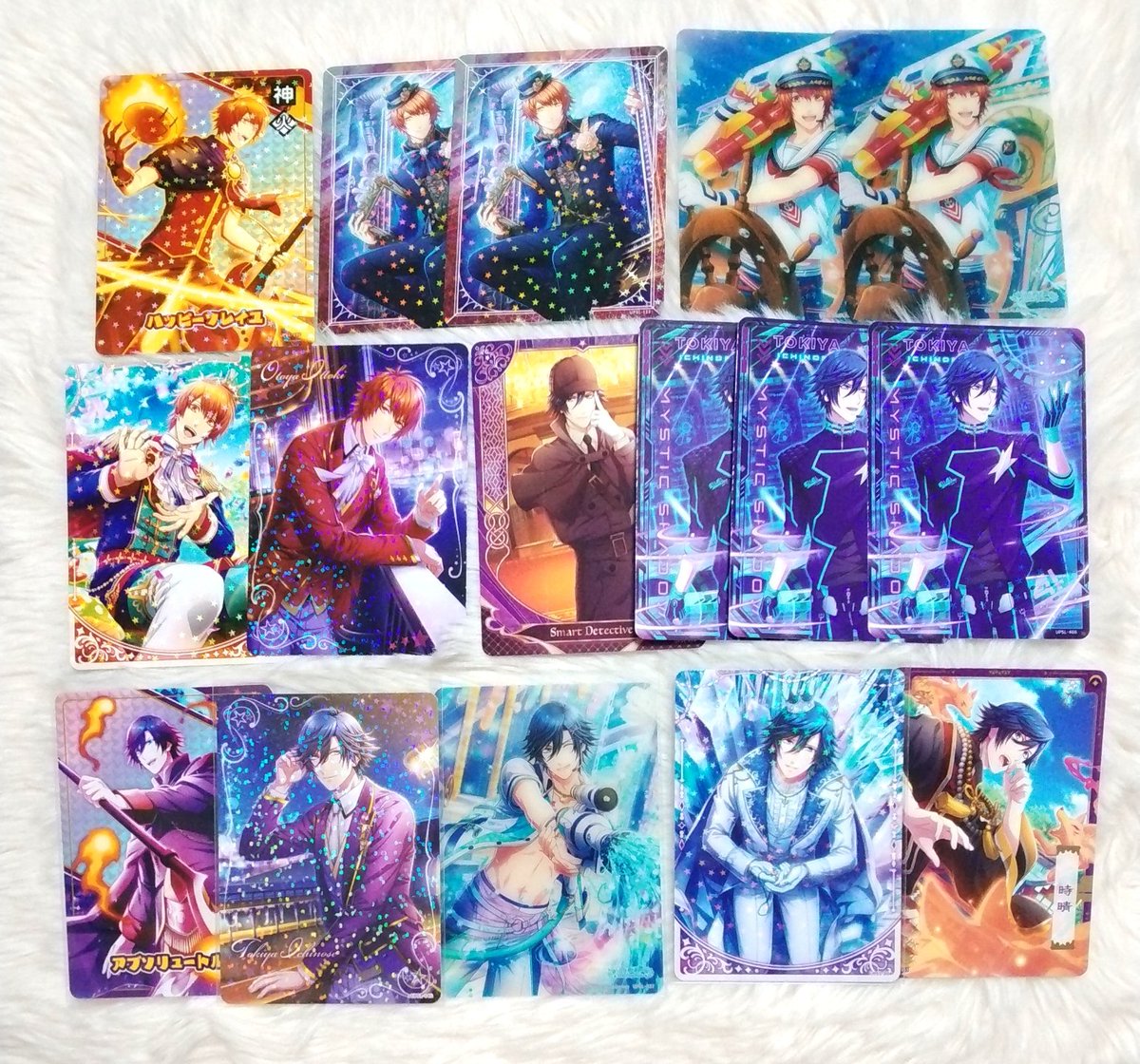 suga_wara_san's tweet photo. うたプリ ビジュコレ ビジュアルカードコレクション シャニライ 特典 交換

譲：音也、真斗、那月、トキヤ、レン、翔、嶺二、蘭丸、カミュ

求：藍 

別弾⇆別弾、R⇆N、SR⇆特典
なども可能です。

郵送希望。
お写真繋げます。 https://t.co/nIIXbcTCFa