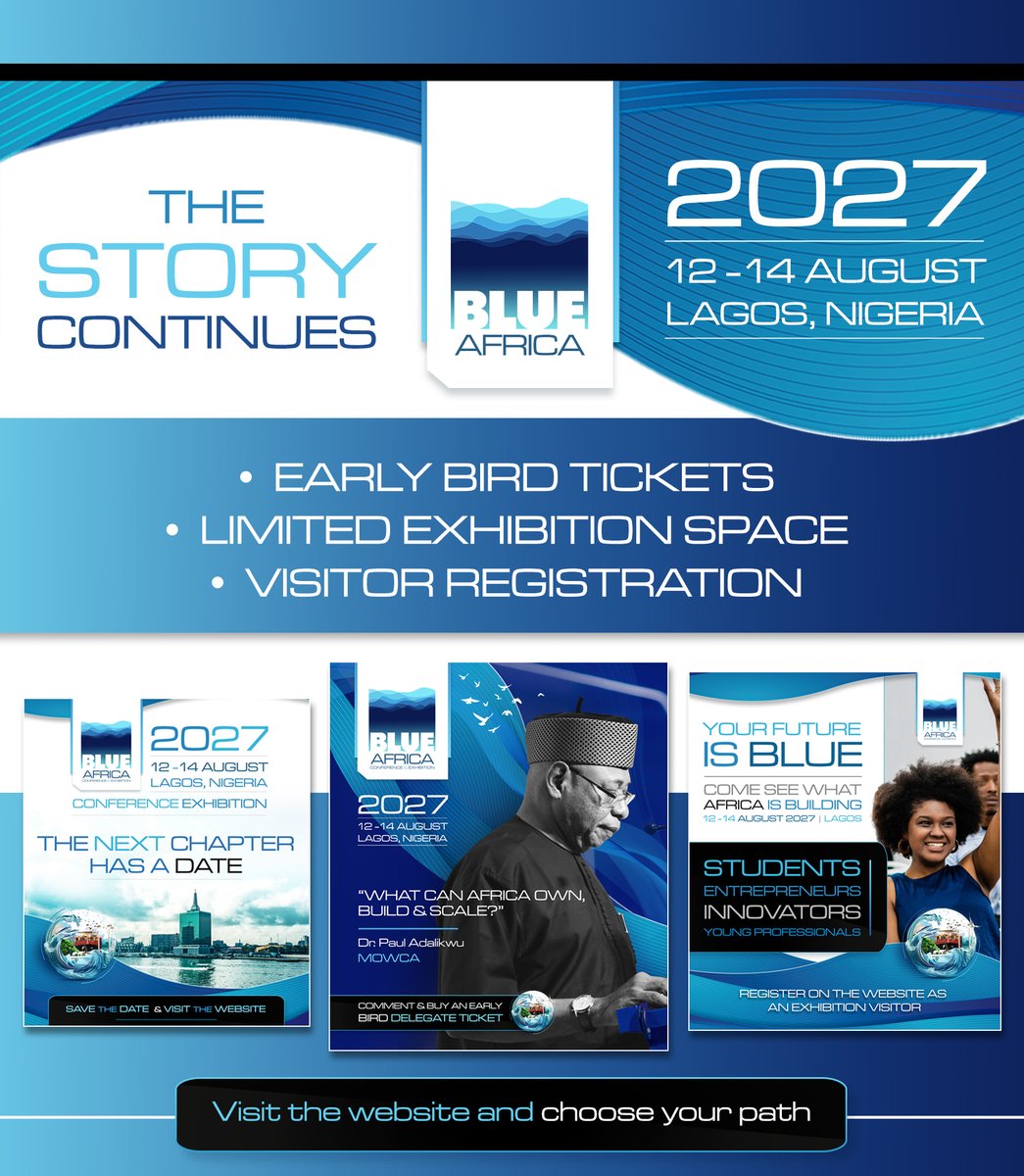 blueafricaconex's tweet photo. One date. Three ways to enter the story.
Delegate: enter the room.
Exhibitor: put your solution in the room.
Visitor: come and discover the room.
Blue Africa 2027 returns to Lagos on 12 - 14 August.
Visit the website and choose your path.
#FromSeaToScale #VisitBACE #BlueEconomy https://t.co/Y889oHWKgr