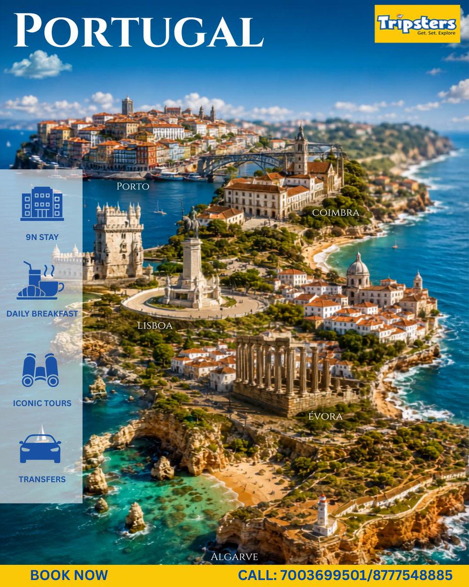mhasdal's tweet photo. Portugal blends golden Atlantic shores, Lisbon’s historic alleys, Sintra’s fairytale palaces, Porto’s riverside cellars, Algarve cliffs, and Douro vineyards into one unforgettable escape. Enquire today. https://t.co/08uHoHW5yG