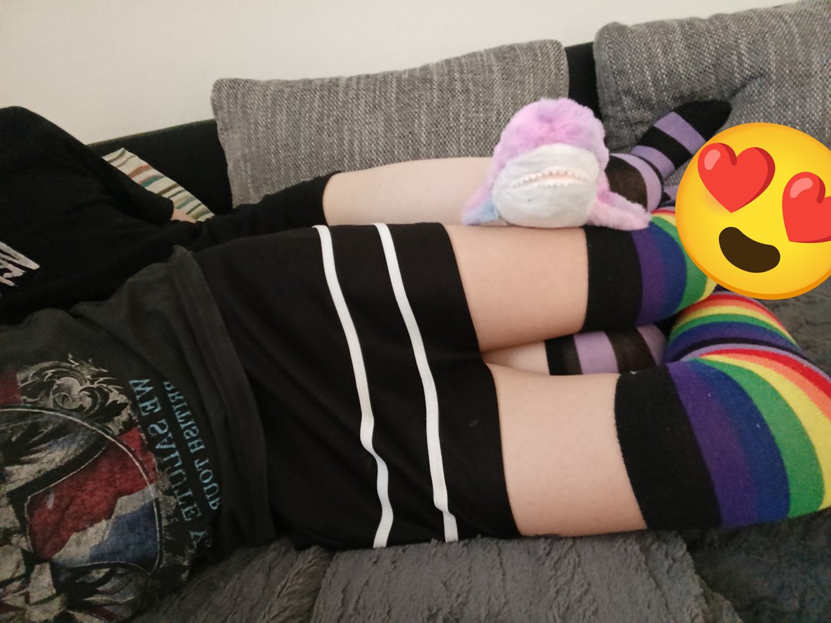 Femboy_goodboyy's tweet photo. @Xyliathin and ours pink baby :3 

#femboys #blahaj #thighhighs #cuddles #cute https://t.co/7nXXY1b3TM