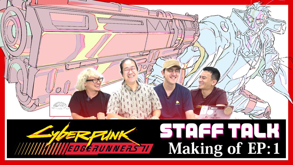 trigger_inc's tweet photo. 【Youtube新作動画 更新🆙】

＜TRIGGER NIGHT オンライン＞
アニメ『Cyberpunk: Edgerunners 2』スタッフトーク
メイキング オブ EP：１

【出演者】
五十嵐 海 (監督)
菅野一期 (キャラクターデザイン)
志太駿介 (アニメーションプロデューサー)
川D (MC)

ゲスト：内田直人 (副監督)

https://t.co/0VR6K90CJP

 YouTubeチャンネル登録も宜しくお願いいたします💻🙏

#CyberpunkEdgerunners #サイバーパンクエッジランナーズ  #ＴＲＩＧＧＥＲチャンネル