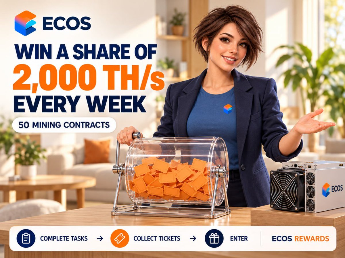 ecosmining's tweet photo. 🎉 2,000 TH/s of Free Bitcoin Mining Every Week!

New giveaway round is live! 50 winners will get contracts with a total hashrate of 2,000 TH/s!

1️⃣ Go to ECOS Rewards: https://t.co/ludMayn03T 
2️⃣ Complete tasks &amp; collect Tickets 
3️⃣ Join! 🚀 https://t.co/SPcTeq7ZjQ