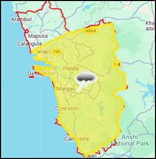 GoaImd's tweet photo. NOWCAST WEATHER WARNING ISSUED BY IMD GOA
DATED: 23 October 2026 | TOI: 1630 HRS IST
In continuation of the earlier forecast, moderate rainfall with short intense spells, accompanied by thunderstorms with lightning and gusty winds reaching 30 to 40 kmph, is likely to continue https://t.co/bjVofRtnm7