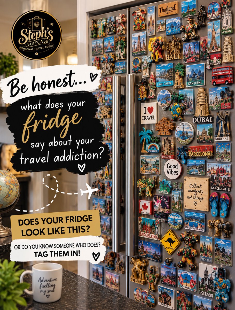 girlfabyp's tweet photo. What does your fridge say about your travel addiction? Our kids pick a magnet from every trip, and choosing the one is taken very seriously. Each one brings back a holiday memory, city break or adventure together. Do you collect magnets too, or is https://t.co/wZbwqgriWb