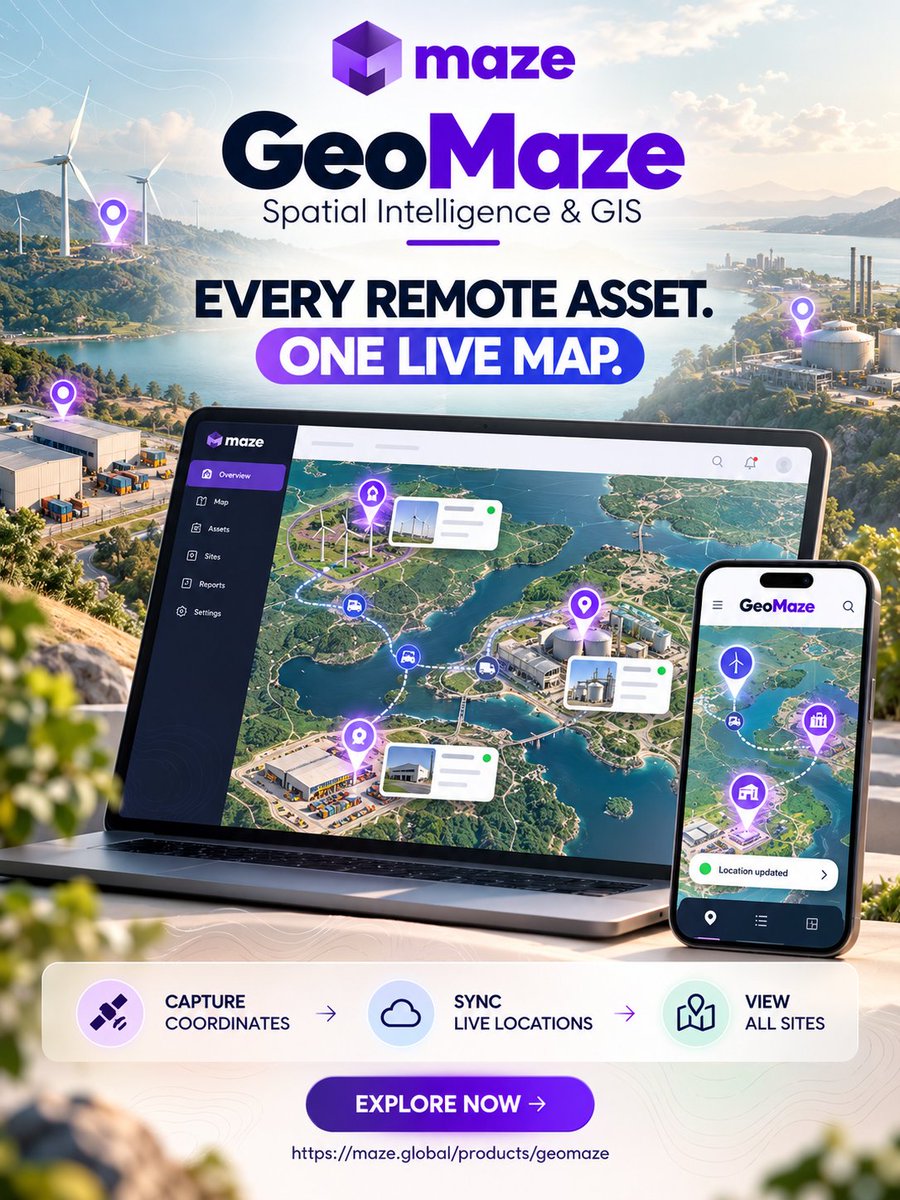 infomazeglobal's tweet photo. Remote assets, all on one map. ๐ Sync live locations and get a clearer view of sites across your operations.
Explore now: https://t.co/oBSEMEGDH7
#GeoMaze #GIS #GeospatialTech #LocationIntelligence #AssetTracking #MazeGlobal https://t.co/Set9GTKvg1