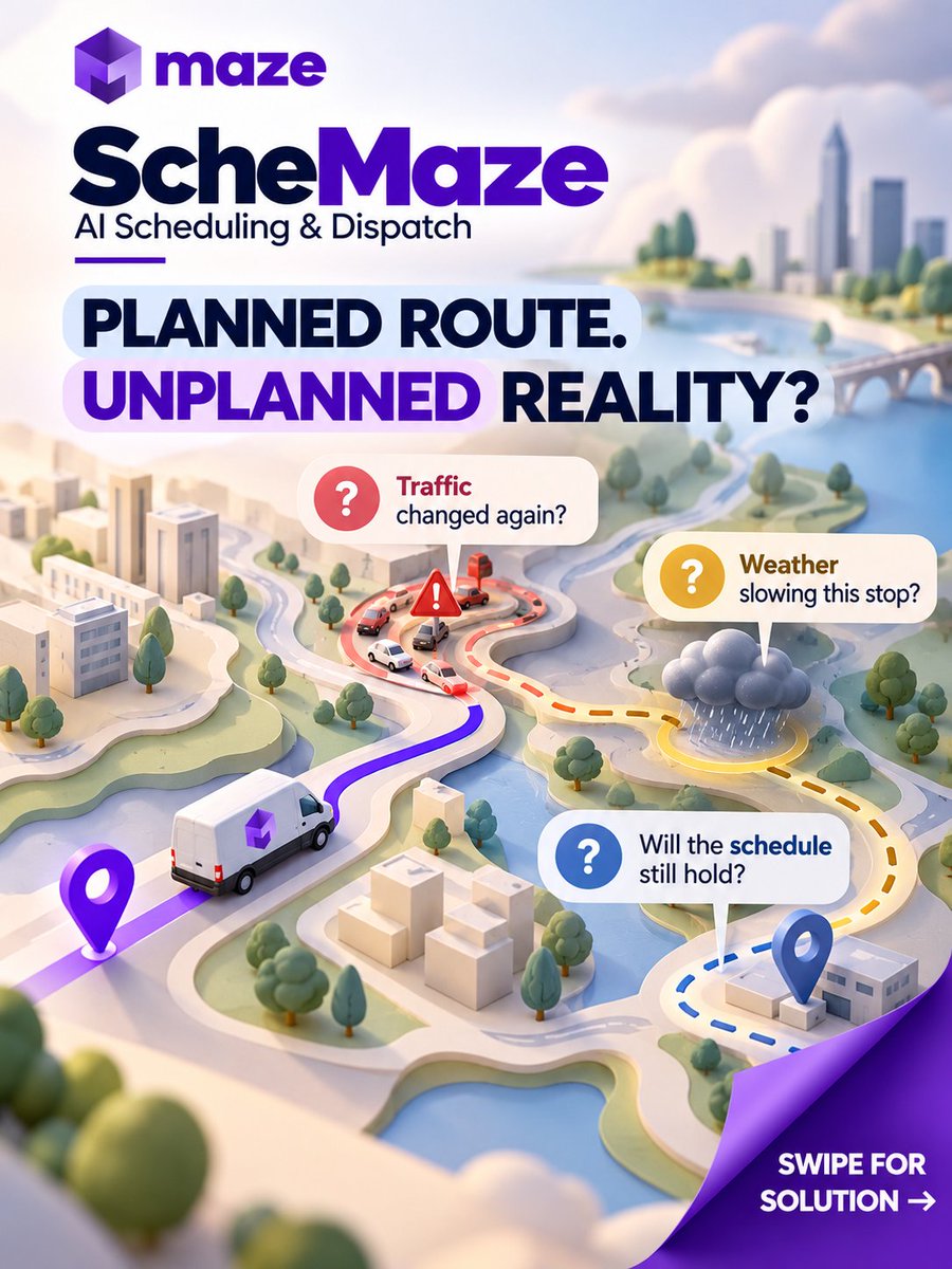 infomazeglobal's tweet photo. Traffic changes. Your routes should too. ๐ฃ๏ธ Use live traffic and weather conditions to adapt routes and dispatch smarter.
Explore now: https://t.co/oBSEMEGDH7
#ScheMaze #RouteOptimization #LogisticsTech #SmartDispatch #AI #MazeGlobal https://t.co/U6H7V5iym1