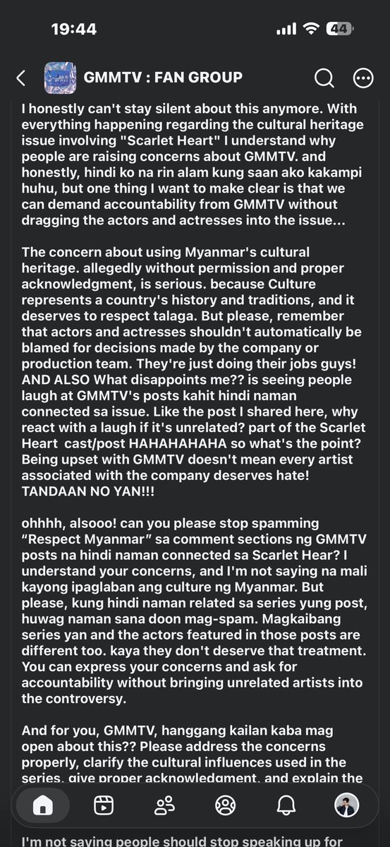 AMPGMM3026's tweet photo. Attention please 🚨🚨
အခုဆို ကျမတို့ အပြောခံနေရပါပြီ
GMMTV ရဲ့ Post တိုင်းမှာ လိုက်မန့်တာမျိုးရှောင်ပေးပါ
Artist တွေ post အောက်မှာလိုက်မန့်တာ ရှောင်ပေးပါရှင့် 
Fb မှာ haha ပေးတာမျိုးတွေမလုပ်စေချင်ပါဘူး မမြင်ချင်ရင်ကျော်လိုက်ပါ
ခုဆို inter fan တွေပြောနေပါပြီ
ငါတို့လိုချင်တာ respect ဆိုပြီး ငါတို့ကိုယ်တိုင်က respect မရှိပါဘူးတဲ့ ဟူးးးးး
GMMTV ရဲ့ SHT promote လုပ်တဲ့ post တွေမှာဘဲ မန့်ပေးပါ😭

GMMTV RESPECT OUR CULTURE

#RespectMyanmarCulture
#CreditOurHeritage
#ScarletHeartTH
