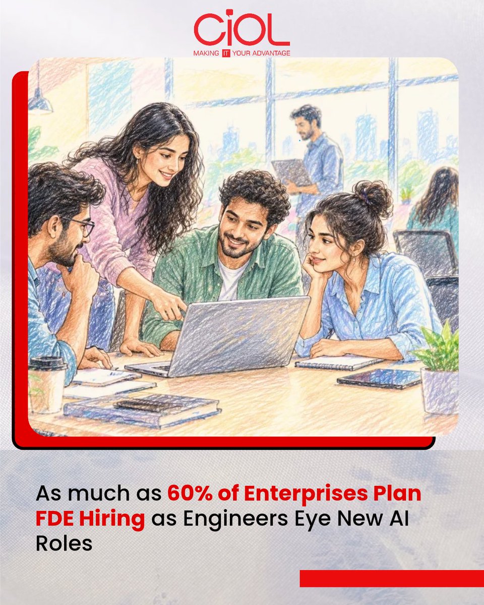 CiOL_News's tweet photo. AI Hiring Shifts Create New Engineering Roles

A new study commissioned by Scaler and conducted by CMR shows growing demand for Forward Deployed Engineers (FDEs), with up to 60% of enterprises planning hiring in this area

https://t.co/NIu4rUxE3N

#CIOL #AI #FutureOfWork https://t.co/TUEFzxYY15