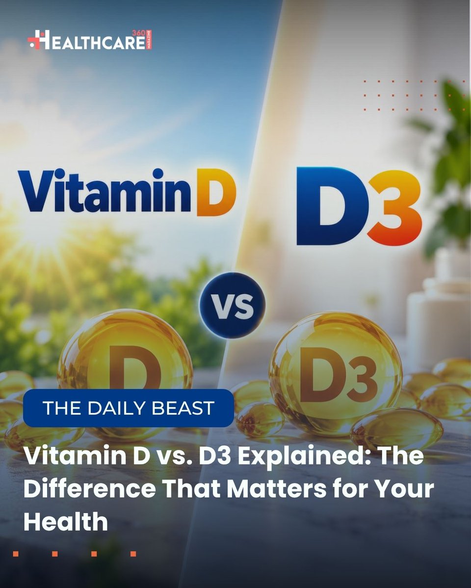 Healthcare360M's tweet photo. Vitamin D vs. D3: What’s the Difference?
Vitamin D is the umbrella term, while D3 is one of its main forms. Both support bone health, but D3 generally raises blood vitamin D levels more effectively than D2.
Read more - https://t.co/gLCs8A4tSk
#VitaminD #VitaminD3 #VitaminD2 https://t.co/Qp2Rdah9y9