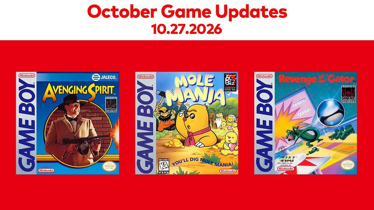 RectifyGaming's tweet photo. Avenging Spirit, Mole Mania, and Pinball: Revenge of the ‘Gator come to Game Boy – Nintendo Classics Library on October 27
https://t.co/TBgy8eVn0H https://t.co/HlbFz9zd64