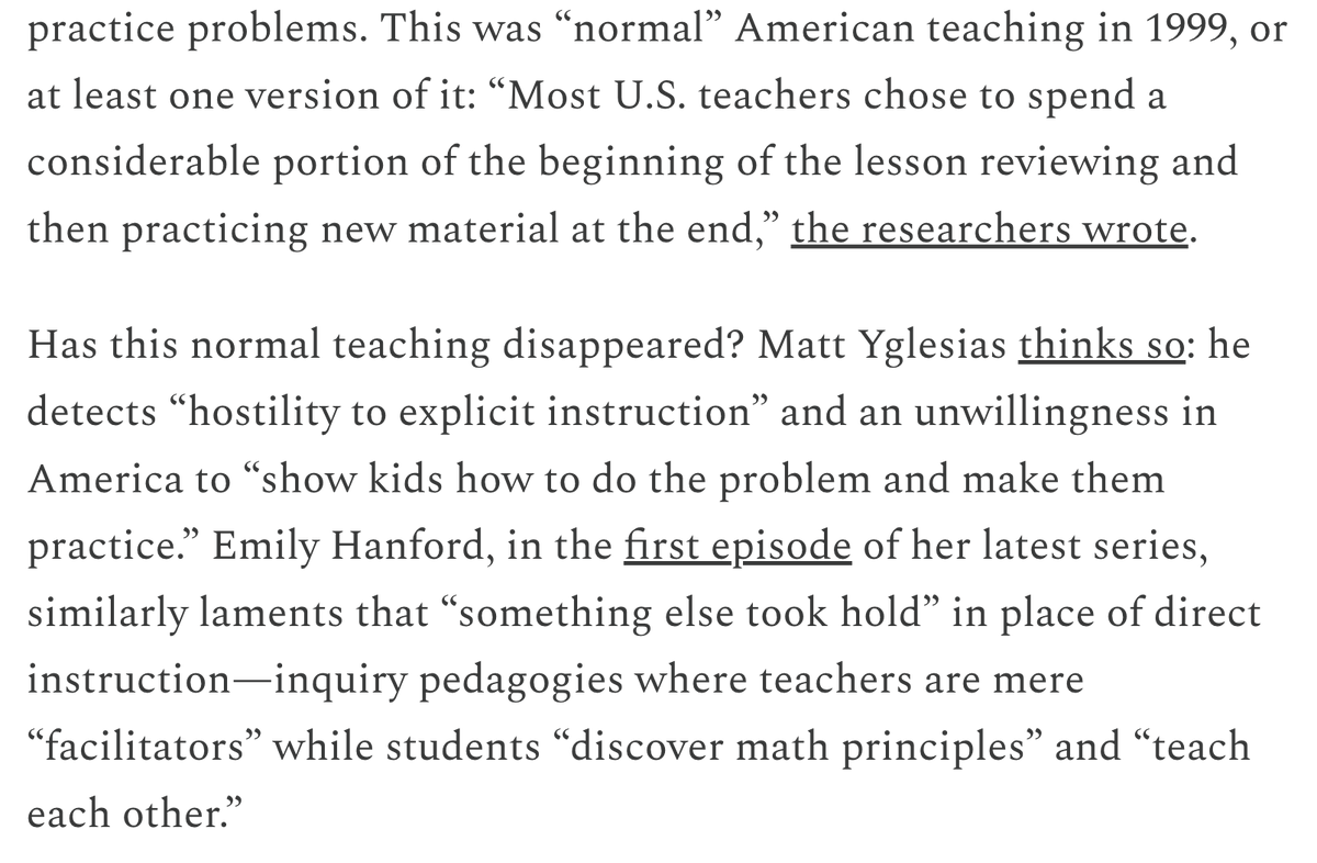 mpershan's tweet photo. Are Yglesias and Hanford right that direct instruction has disappeared from American schools? I argue they're wrong. 

https://t.co/e22OVErQGB https://t.co/N14TGfJFmp