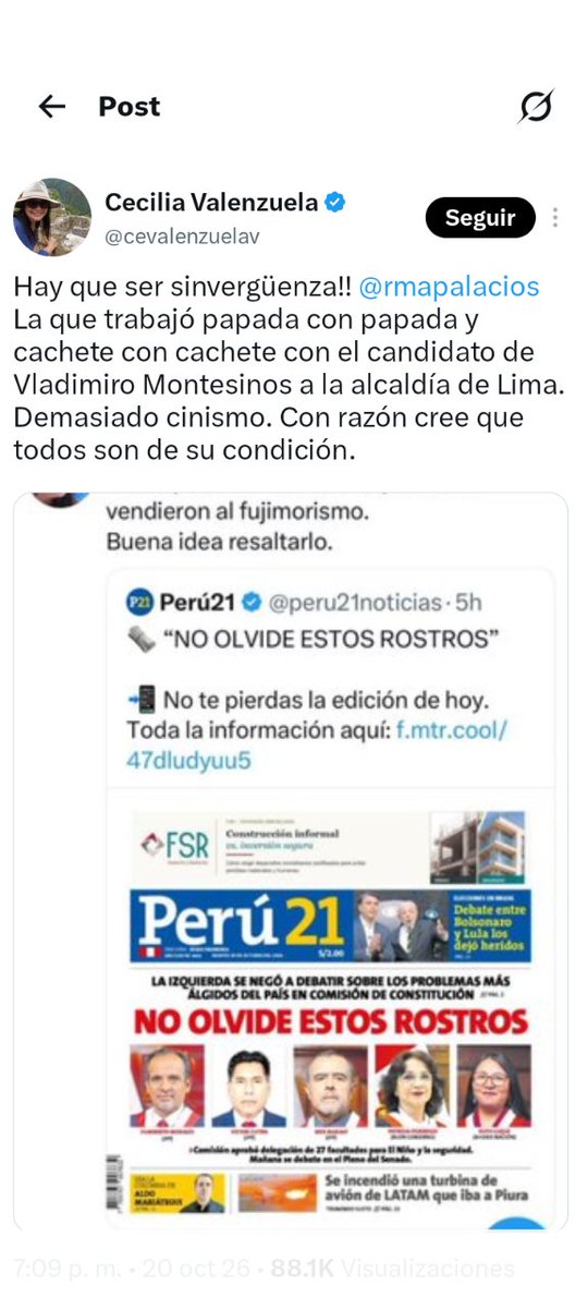 warriorperuvian's tweet photo. Ricardo Belmont y Cecilia Valenzuela (Perú21) le recuerdan su pasado Fujimorista a Rosa María Palacios. https://t.co/ZLpFG129hI