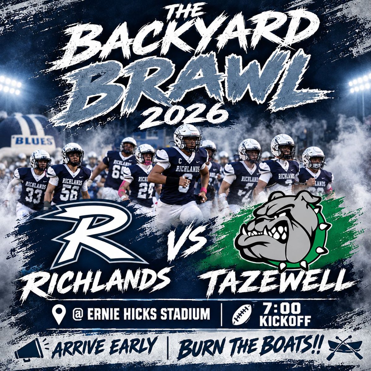 RHSBlueTornado's tweet photo. #GameDay
#BackyardBrawl
#BurnTheBoats
#GoBlues
#VHSL https://t.co/T0Z5sWX9Ni