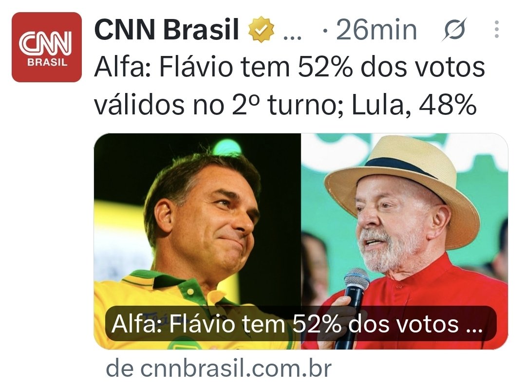 LogInfra's tweet photo. As duas que já sairam hoje.
E ainda estão subestimando Flávio. Modelos computacionais estão cerca de 53% Flávio. https://t.co/6jD1DnDfMa