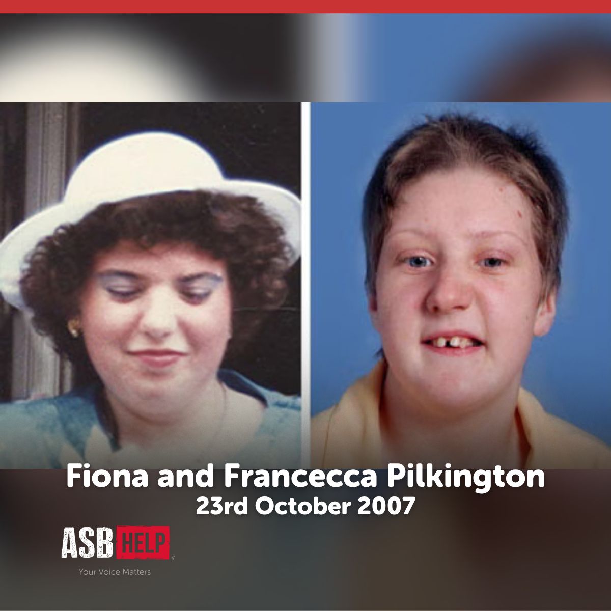 asbhelp's tweet photo. Today we remember Fiona and Francecca Pilkington. Their case exposed serious failings in support for victims of ASB and led to the creation of our charity. 

Progress has been made, but too many victims still struggle to be heard and protected. There is still more to do. https://t.co/Jje9sY9ZHi