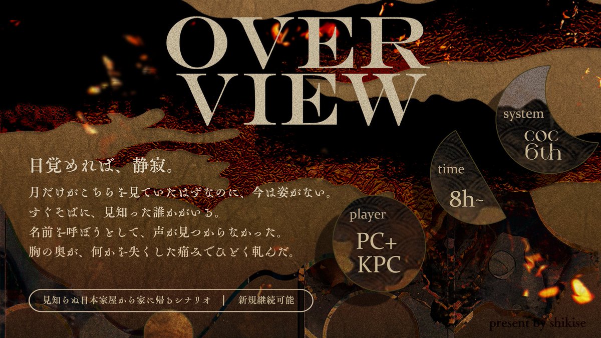 _kanihaoisii's tweet photo. 🌙coc6th

✧　芒の海　✧

（　芒の海には、月が眠っている。
だから、惑わされてはいけないよ。　）

日本家屋で目を覚まし帰る方法を探すシナリオ

-　十三夜につき抽選で5名様にプレゼント❣️
本ポストをRP &amp;♡でご参加ください！10/26 23:59迄
FF内の方が当選された場合+[春のまにまに]🎁します https://t.co/gO7cBIoVpj