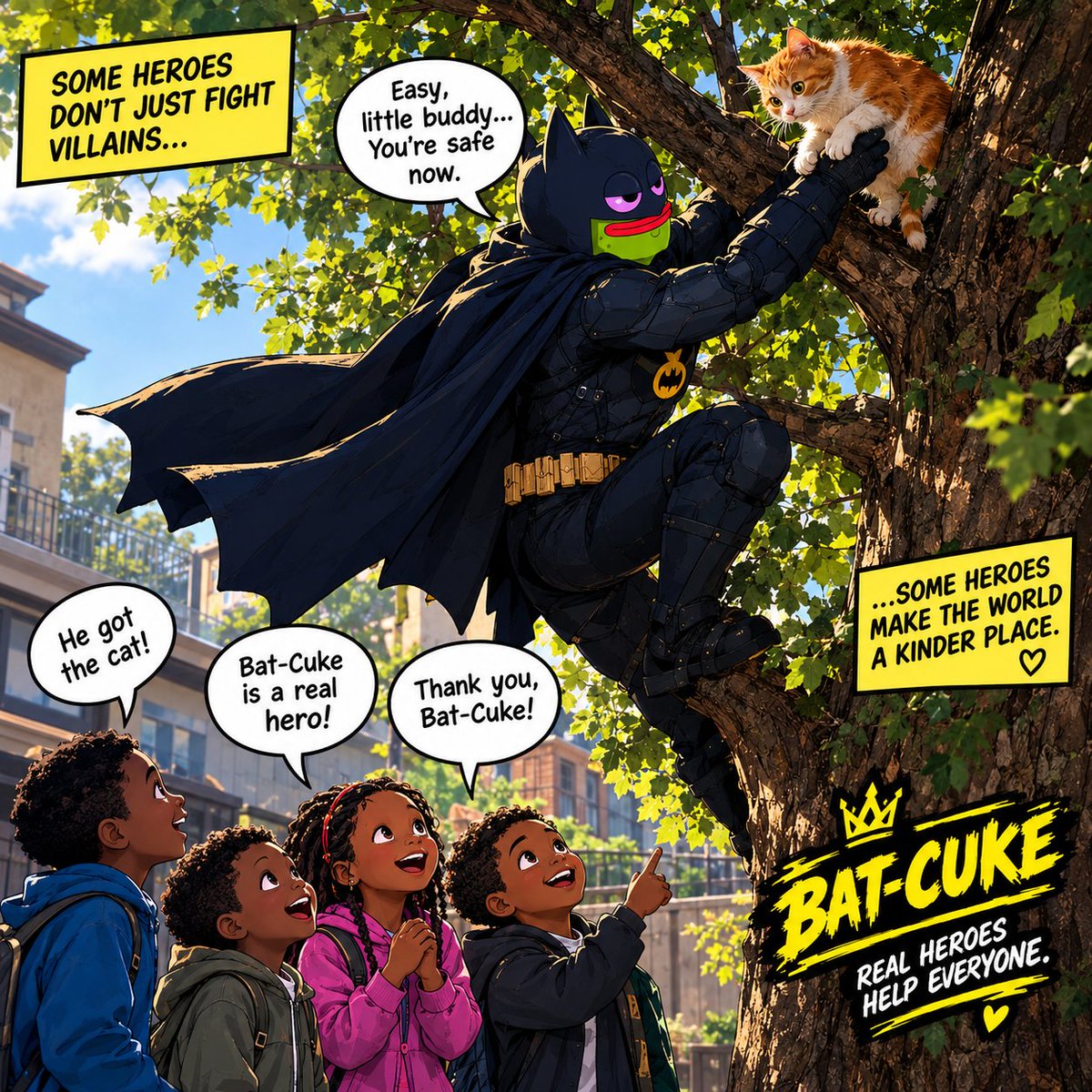 DoTcomLegeend's tweet photo. No cat left behind! π±π¦π₯ Bat-Cuke to the rescue! Saving lives, helping kids, and proving that real heroes have hearts. ππ
#BatCuke #Cuke
@mistercuke x @cukecoins https://t.co/BQYh1LaTvS