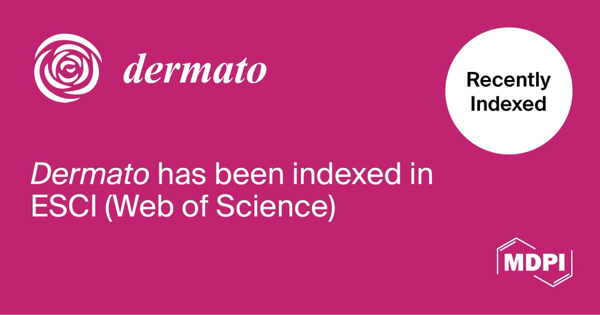 mdpi_dermato's tweet photo. 🎉 Great news! Dermato has been accepted for coverage in the Emerging Sources Citation Index (ESCI) of Web of Science.
A big thank you to our editors, reviewers, authors, and readers for making this milestone possible. 🚀
#Dermato #Dermatology #OpenScience #AcademicPublishing https://t.co/hGQEPXuLpG