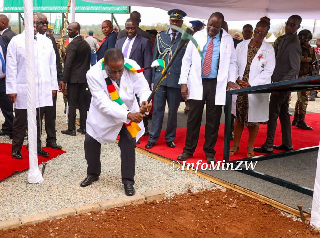 Samwacho's tweet photo. PRESIDENT MNANGAGWA BREAKS GROUND FOR NEW GZU FACILITIES

His Excellency the President of the Republic of Zimbabwe and Chancellor of all State Universities, Dr Emmerson Dambudzo Mnangagwa, was presented with the site plan for the proposed new Administration Block, Library and Convocation Hall at Great Zimbabwe University.

The President subsequently broke ground and laid the foundation stone, officially marking the commencement of construction of the new facilities.

The development marks a significant milestone in the university’s infrastructure expansion, aimed at strengthening institutional capacity and enhancing the learning and working environment for students, academic staff and administrators.

@ChirauMel  @edmnangagwa  @2023Focus @InfoMinZW @mhtestd @GreatZim @GreatZimUni  @MoeChanda  @ProfPMavima  @MthuliNcube01  @enkudheni  @TendaiChirau  @marapira_farai @SimangalisoDub5  @Jackie33283369  @matinyarare  @MatamboT97  @CMNhlansi  @treviousnjuzu  @JeremiahMb65631  @ChambatiLevison  @DumisoJnr22247