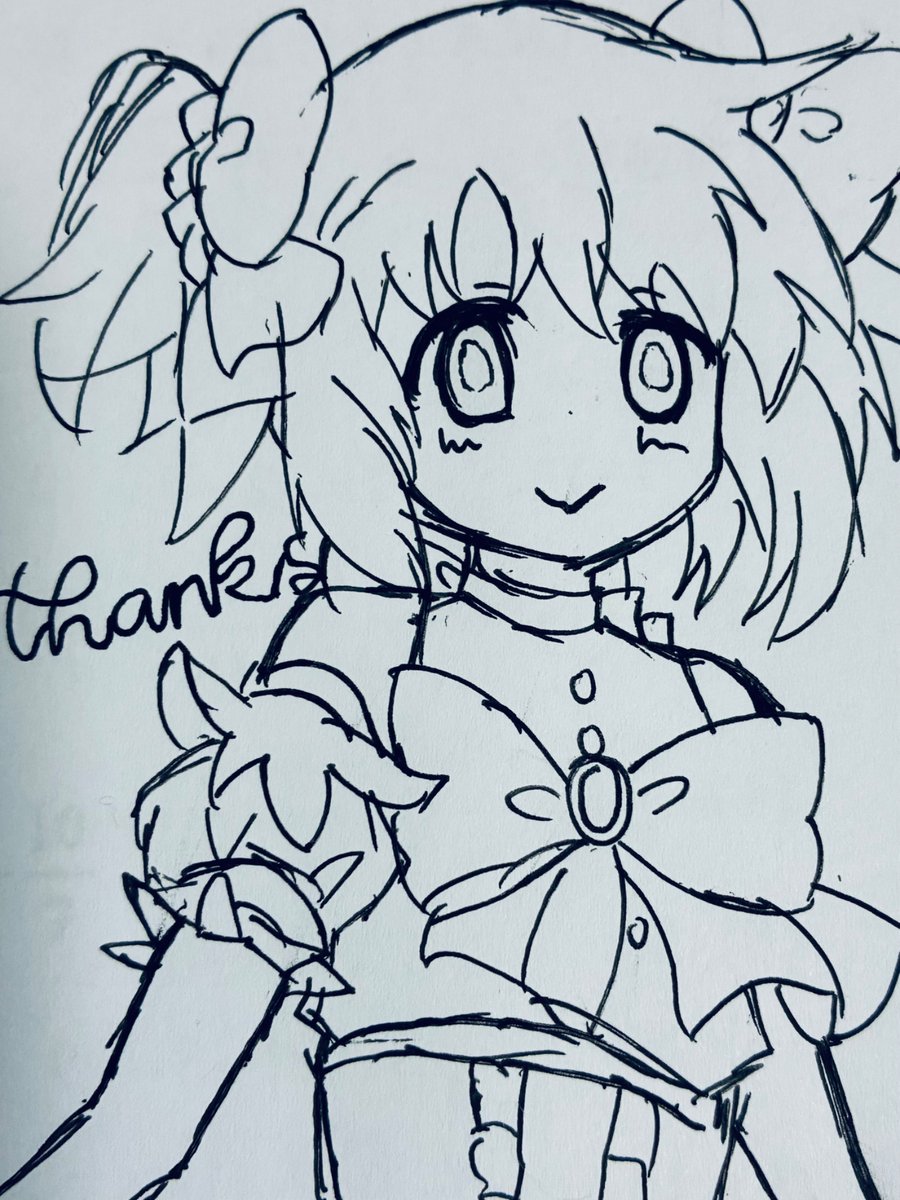 _Sayao09's tweet photo. フォロワー様100人ありがとうございます( .ˬ.)!!の絵
左側にTHANKSって筆記体で書こうとしたけど無理だった形跡が… https://t.co/7azJgZO6iK