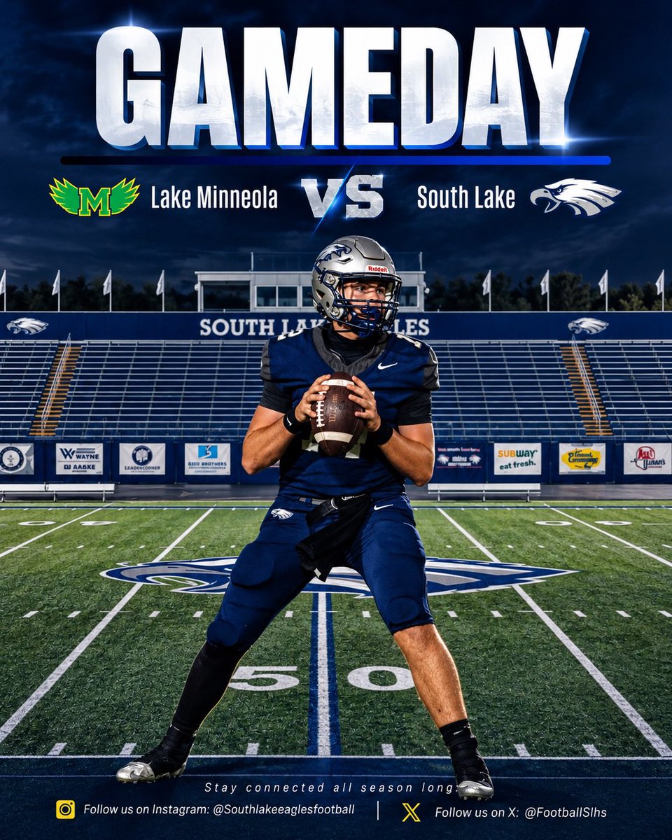 FootballSlhs's tweet photo. Its GAMEDAY❗️🏈

CROSSTOWN RIVALRY. DISTRICT BATTLE. HOMECOMING. 

Lake Minneola 🆚 South Lake

⏰: 7:00pm
📍: South Lake High School

#SoarEaglesSoar 🦅 https://t.co/JQ0OeelF5t