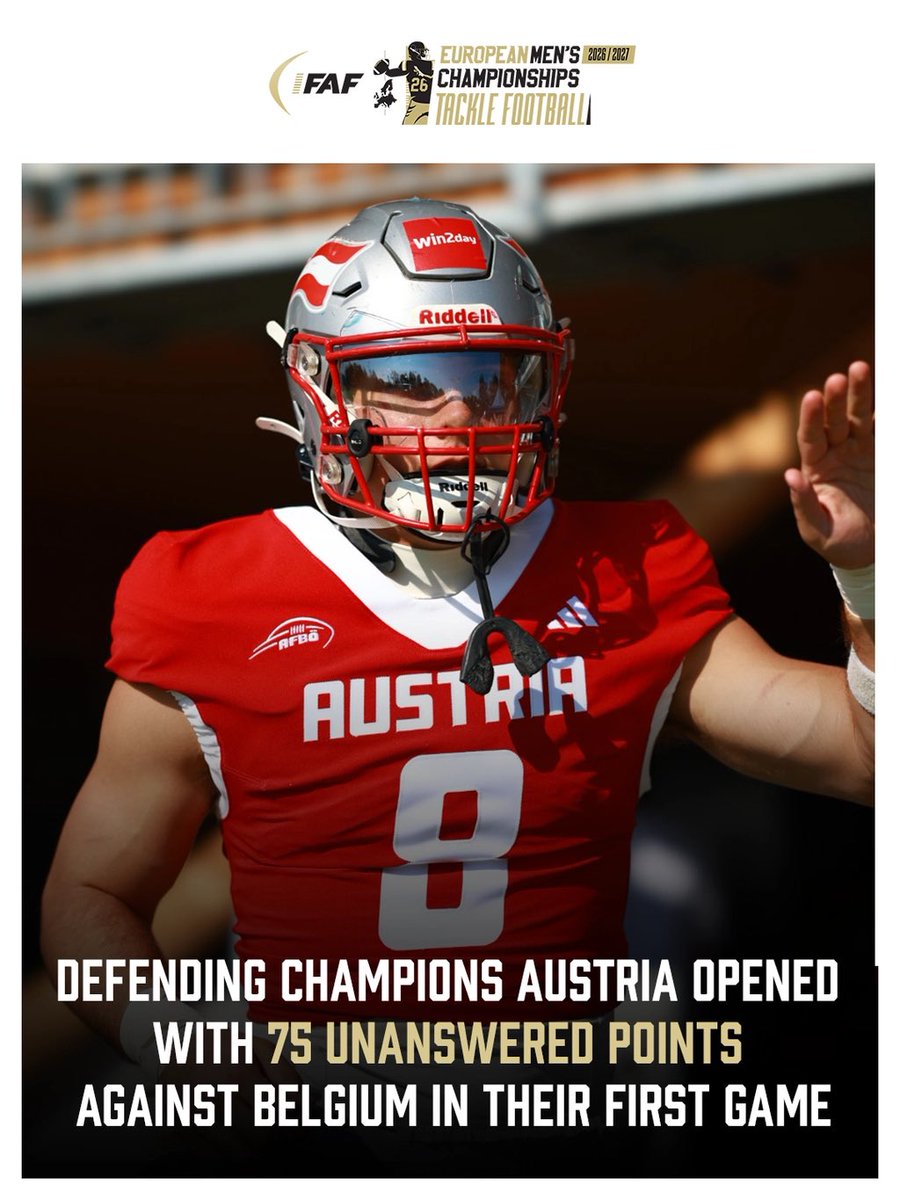 IFAFMedia's tweet photo. Watch live on IFAF YouTube. 📺 

Game Week 3 Preview: Austria 🇦🇹 vs Türkiye 🇹🇷 

October 25th, 13:00 CET, Wiener Sport Club Stadion, Vienna. Who will take the group? 

📸 Credit: Stefan Müller 

#TackleFootball #IFAF #EuropeanChampionships https://t.co/PkeADL3C5c