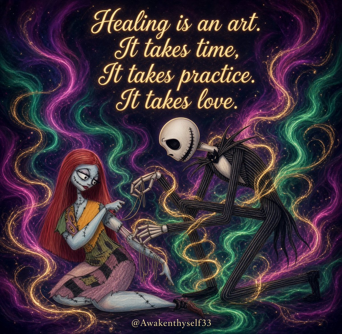 Awakenthyself33's tweet photo. THE ART OF HEALING THROUGH TIME AND LOVE

The soul kneels beside the broken places and begins the careful work of reconnecting what once came apart, knowing the process cannot be rushed. Healing moves at the speed of honesty, requiring repeated practice until the old patterns finally loosen their hold.

What is offered through steady presence becomes the thread that draws the pieces back into wholeness, for love is the force that makes the art possible. Time itself is part of the medicine, allowing each layer to settle before the next is revealed.

To stay with the work is to honor both the wound and the hands that tend it. The reminder remains clear: awaken thyself, for the art of healing continues as long as the heart is willing.

✨🙌🏿💫